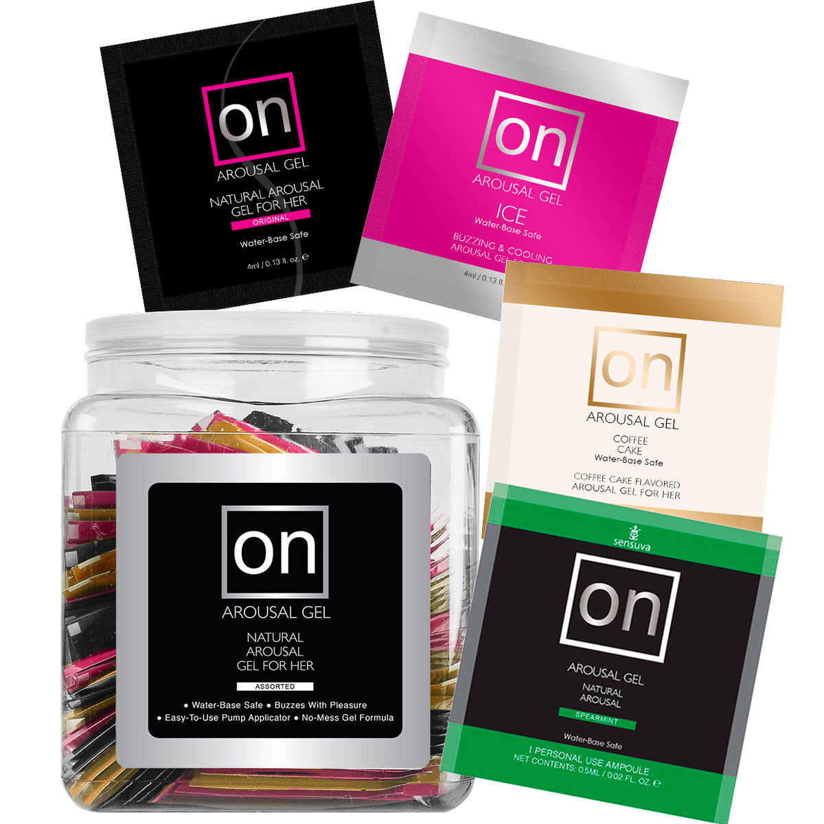 Sensuva ON for Her Arousal Gel Assorted - Foils and Display - 100 pc - 0.13 oz