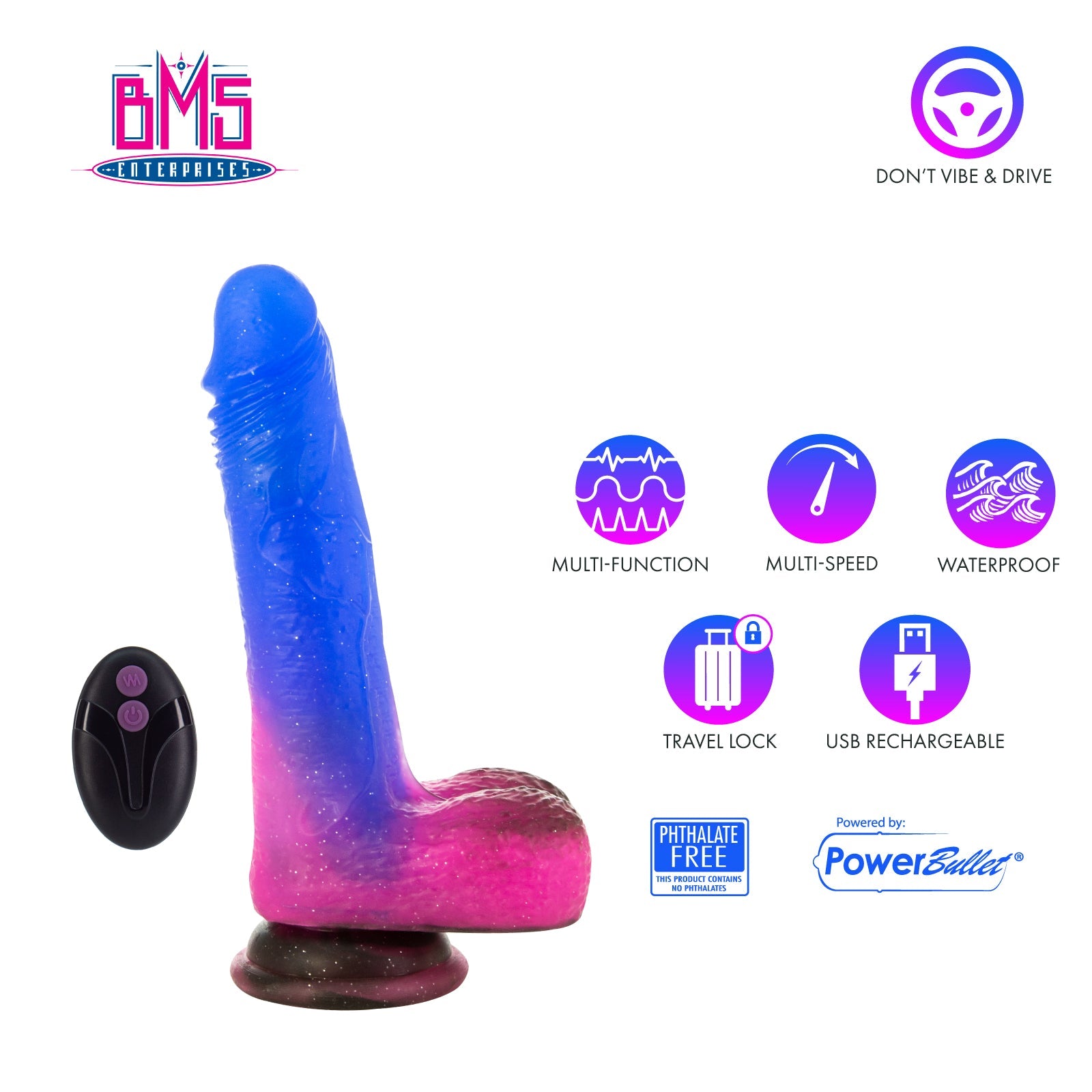 Pure Love® - Vibrating and Rotating Dildo with Remote - Cosmic