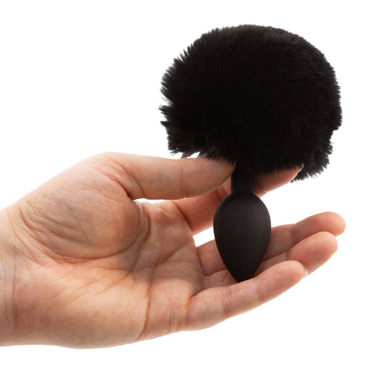 PL Pure Love® - Fluffy Bunny Tail Silicone Anal Plug - Black