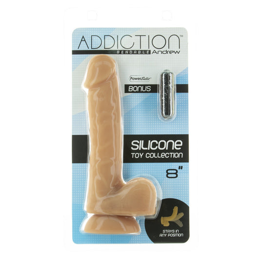 Addiction Bendable 8" Dong - Andrew - Caramel with PowerBullet