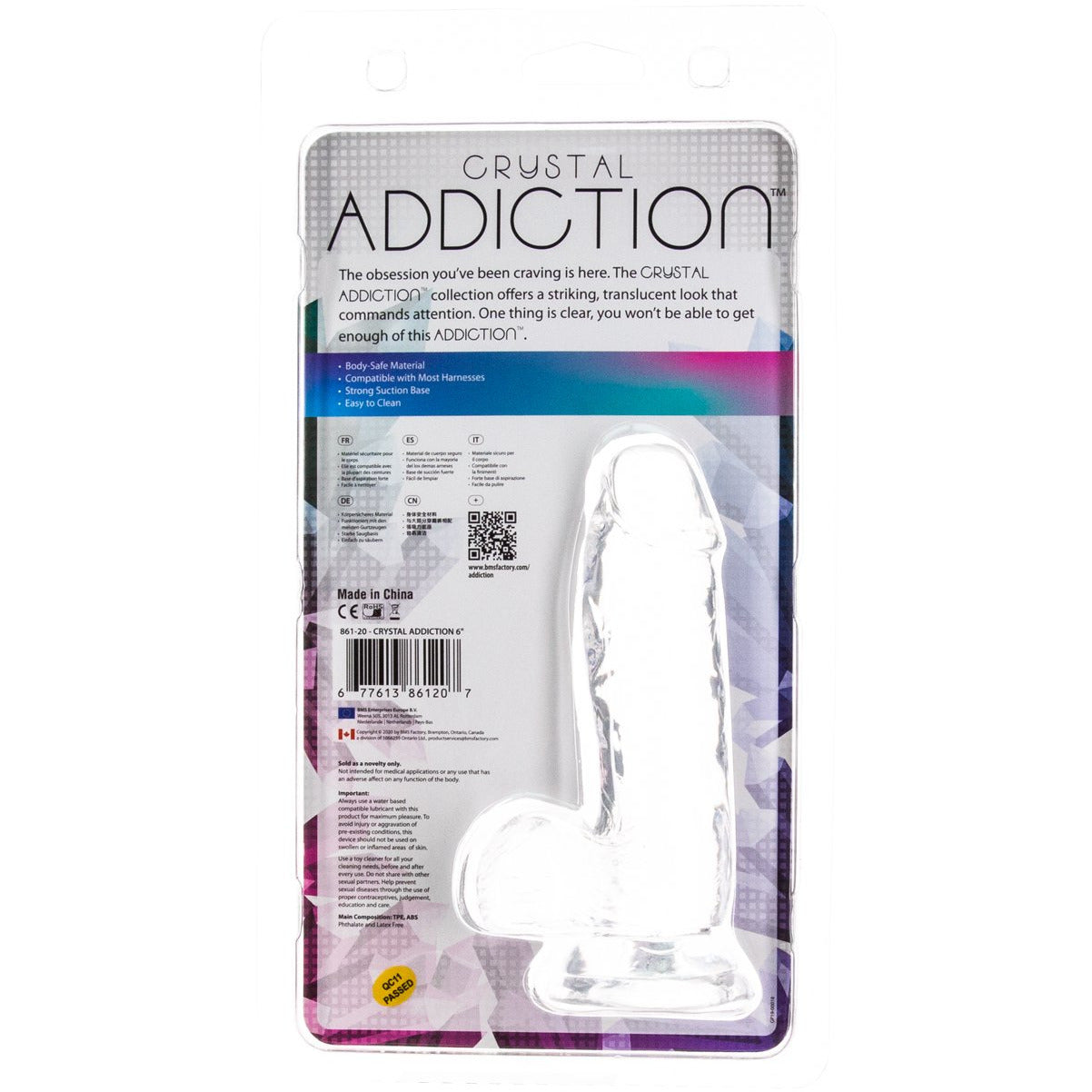 Addiction Crystal - 6" Clear Dildo with Balls