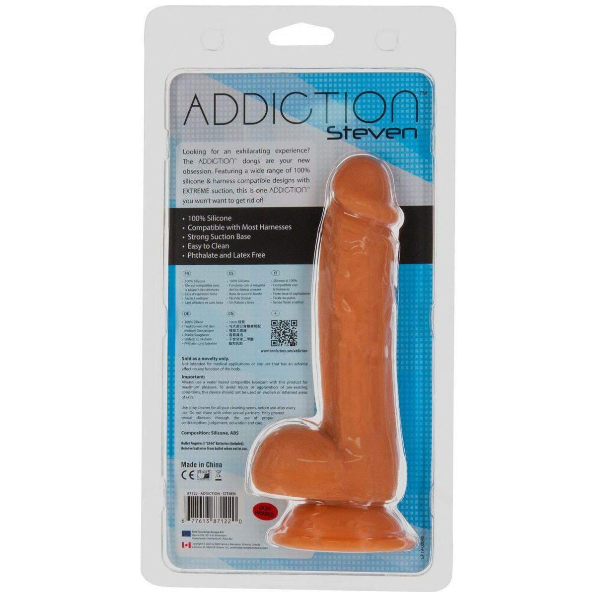Addiction Steven - 7.5" Silicone Dong - Caramel