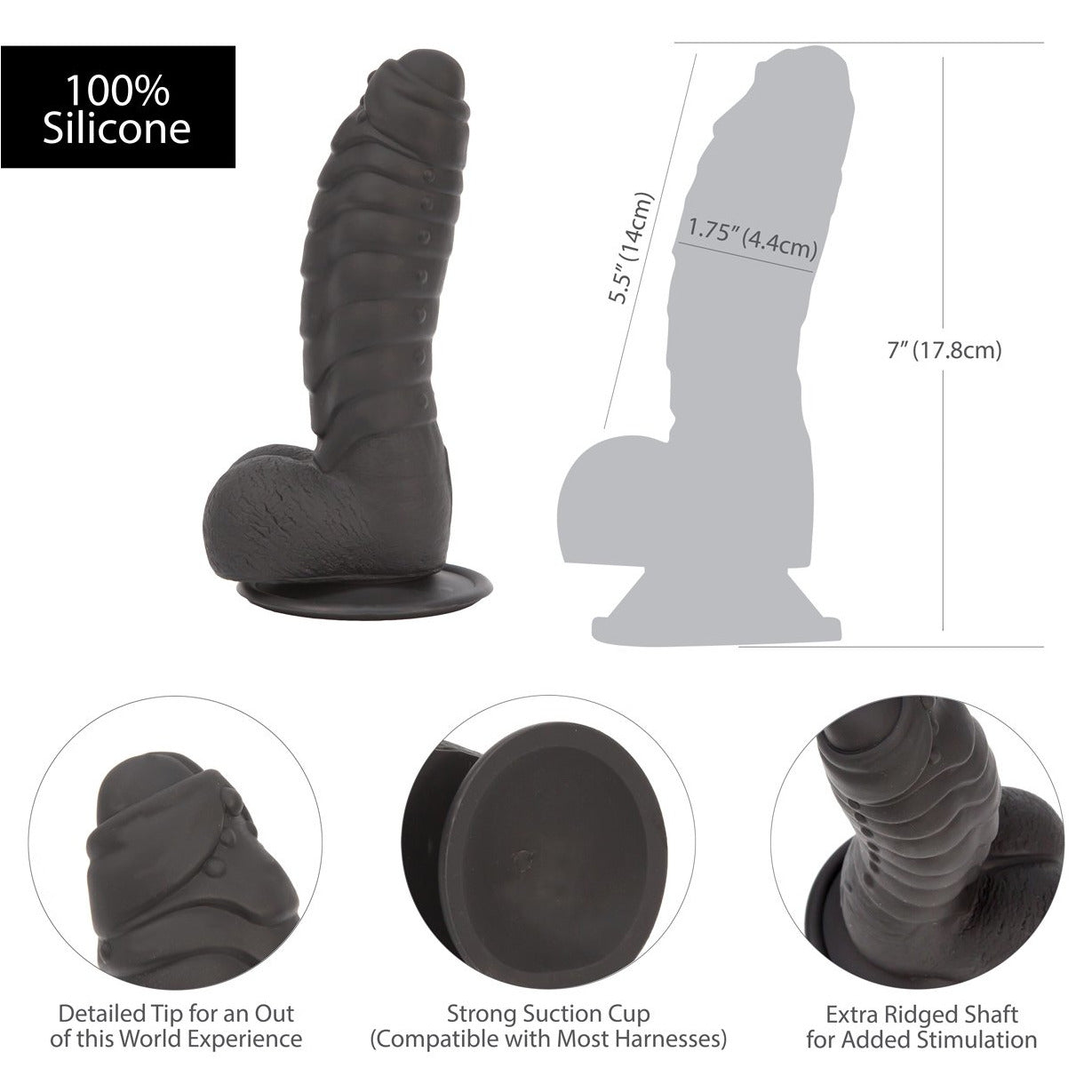 Addiction Ben 7" Dildo With Balls - Black