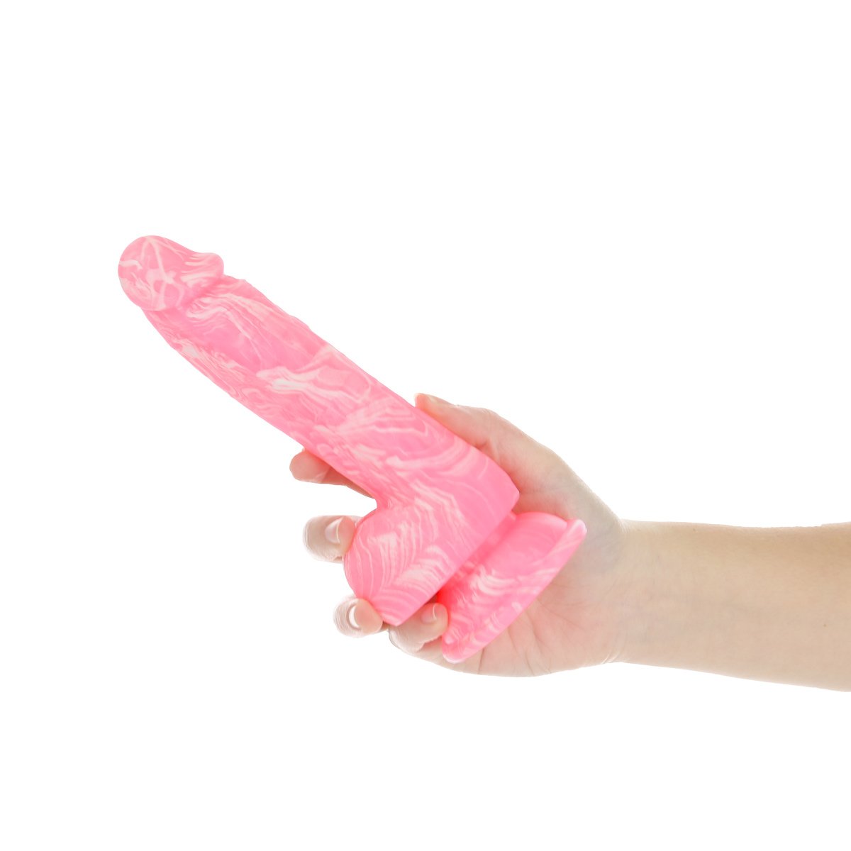 Addiction Brandon 7.5" Glow-in-the-Dark Dildo With Balls - Pink