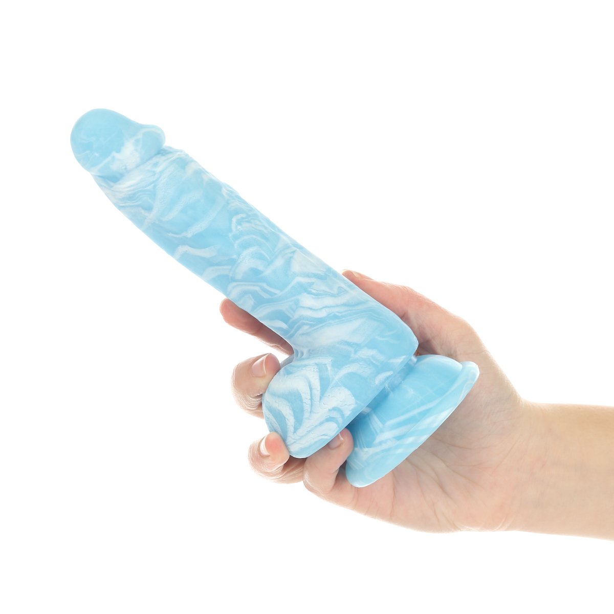 Addiction Luke 7.5" Glow-in-the-Dark Dildo With Balls - Blue