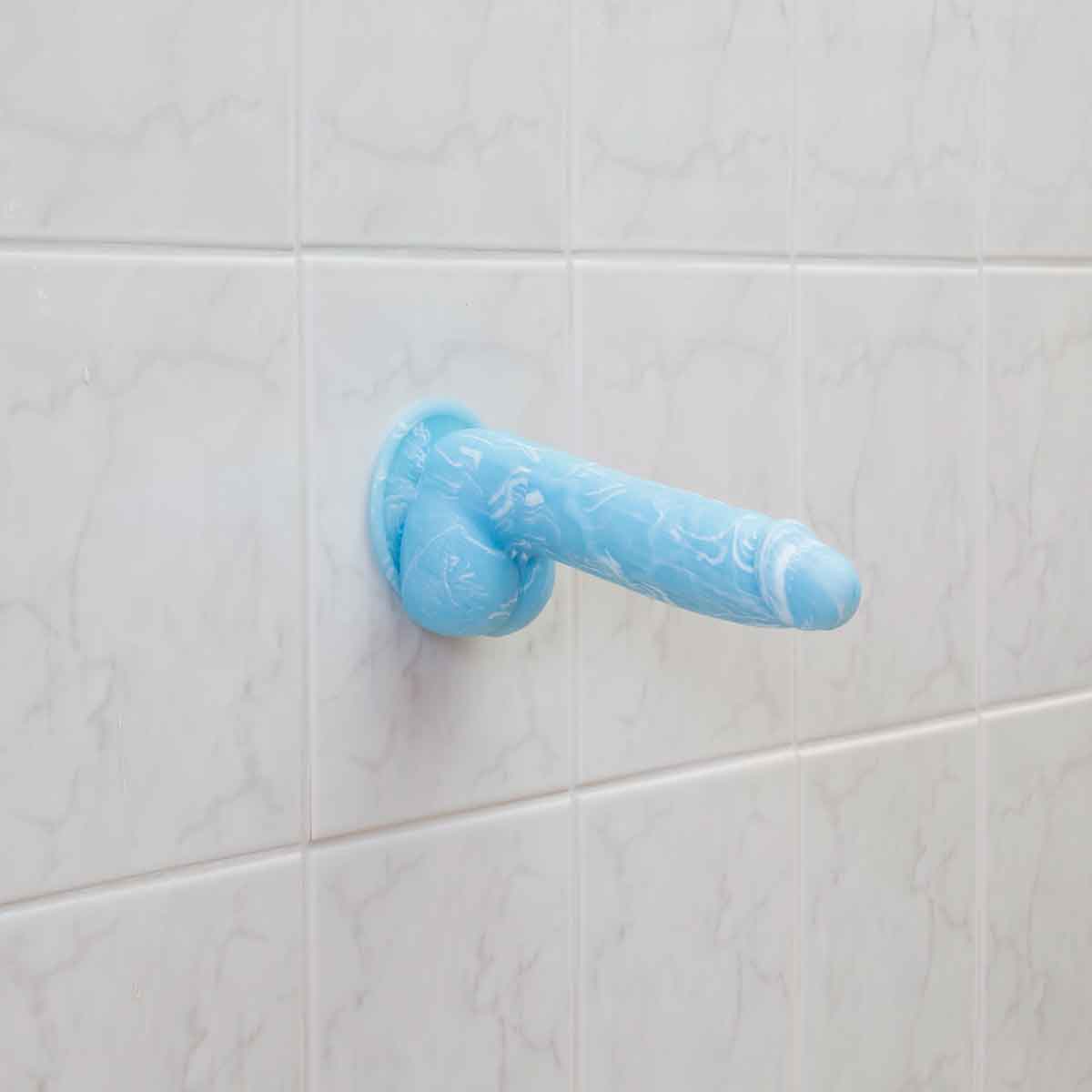 Addiction Luke 7.5" Glow-in-the-Dark Dildo With Balls - Blue