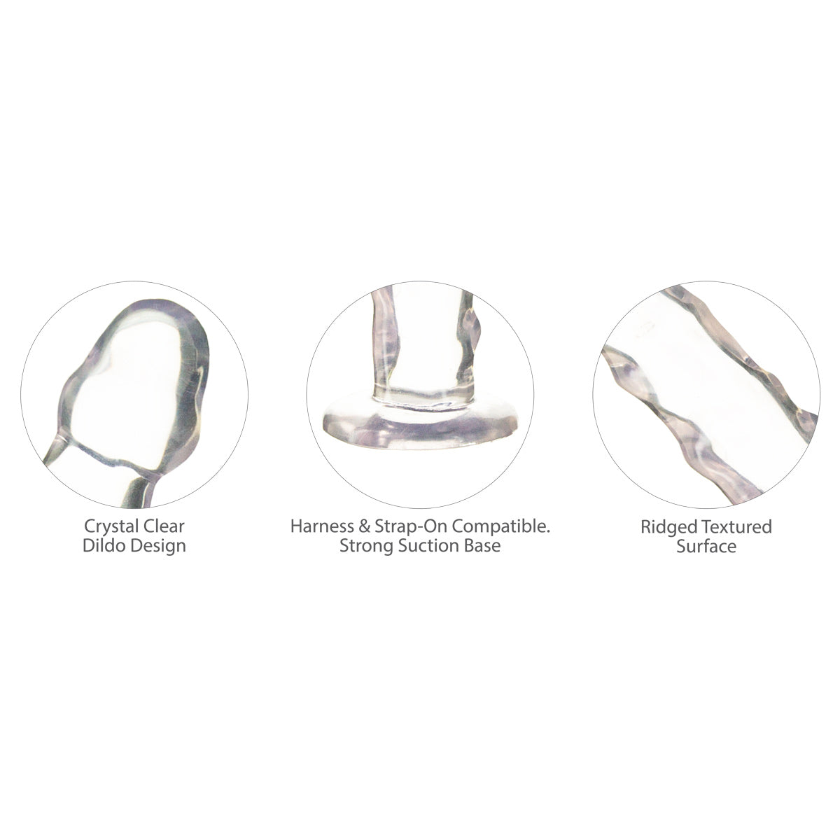 Pure Love® - Dildo with Ultra-Raised Ridges & Suction Cup - Clear - 7 In.