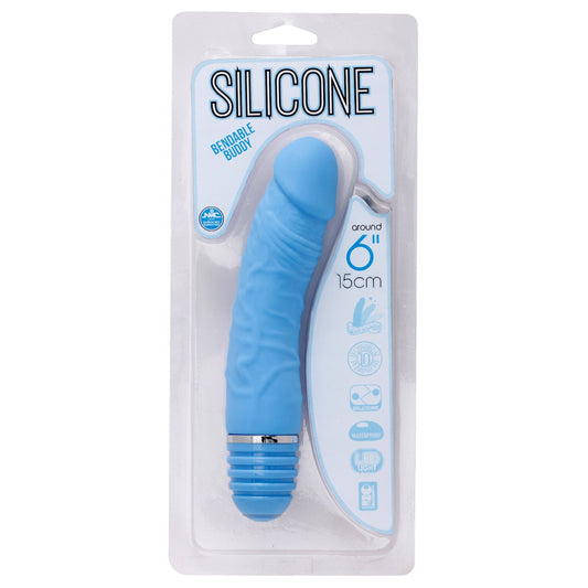 NMC 6" Silicone Bendable Buddy Vibrator - Blue