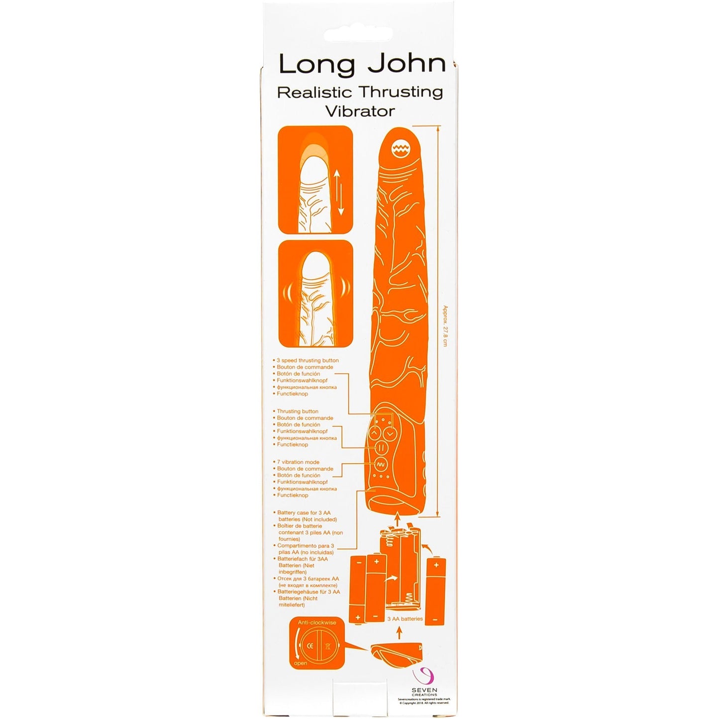 Seven Creations Long John Thrusting Vibrator - 11" - Beige