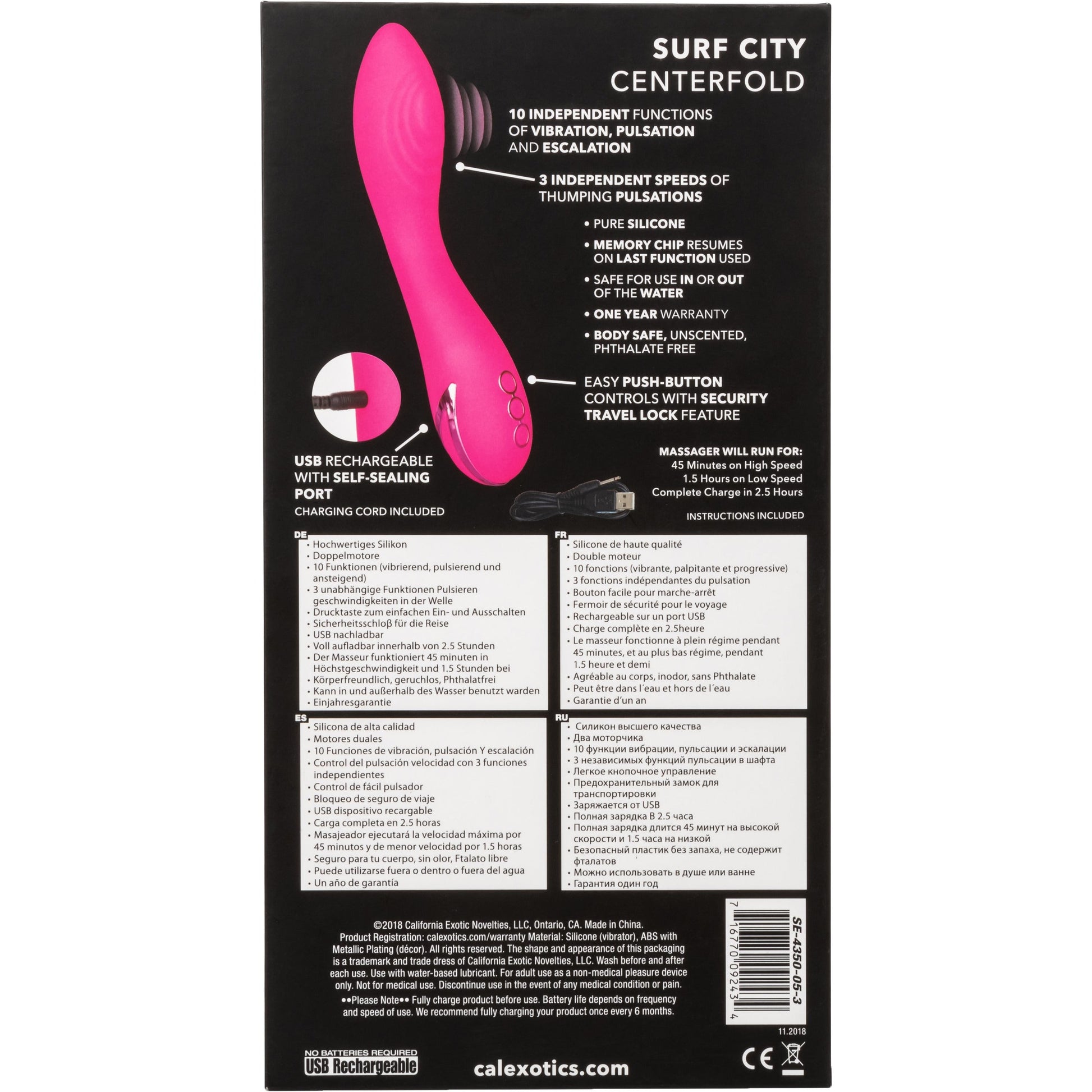 CalExotics® California Dreaming – Surf City Centerfold – Vibrator - Pink