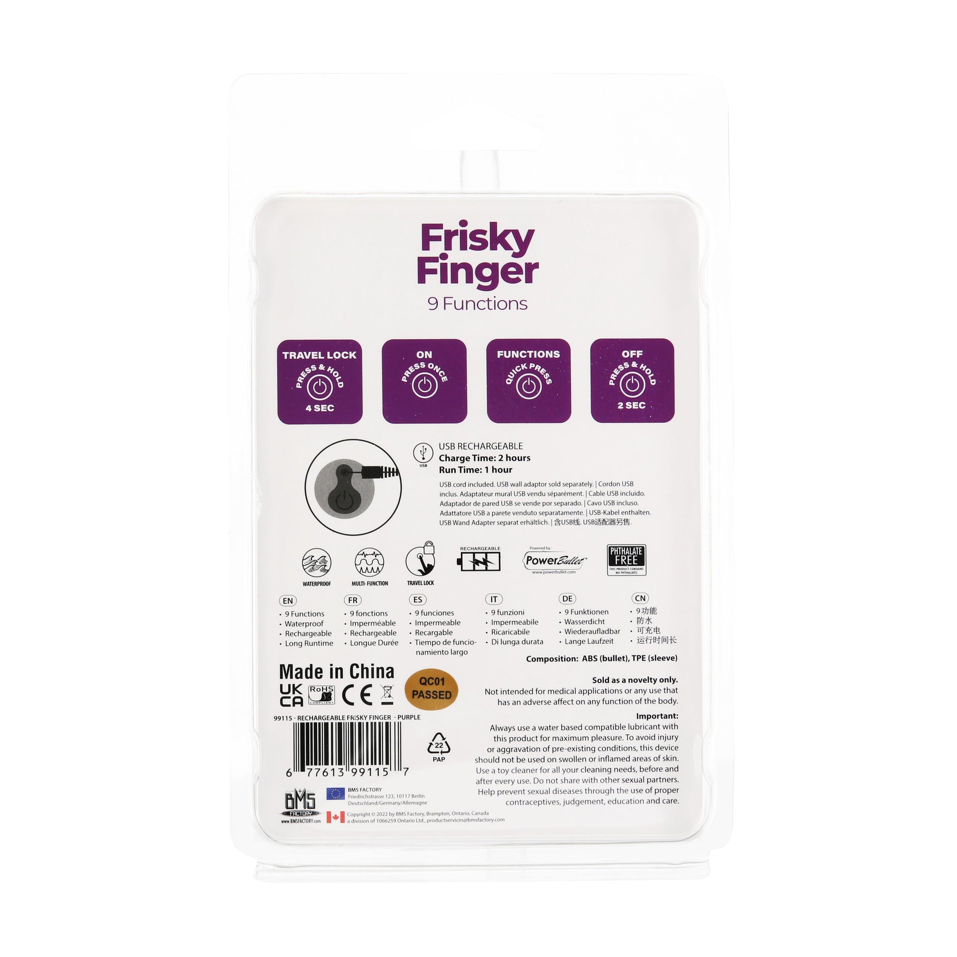 PowerBullet Frisky Finger - Rechargeable - Purple