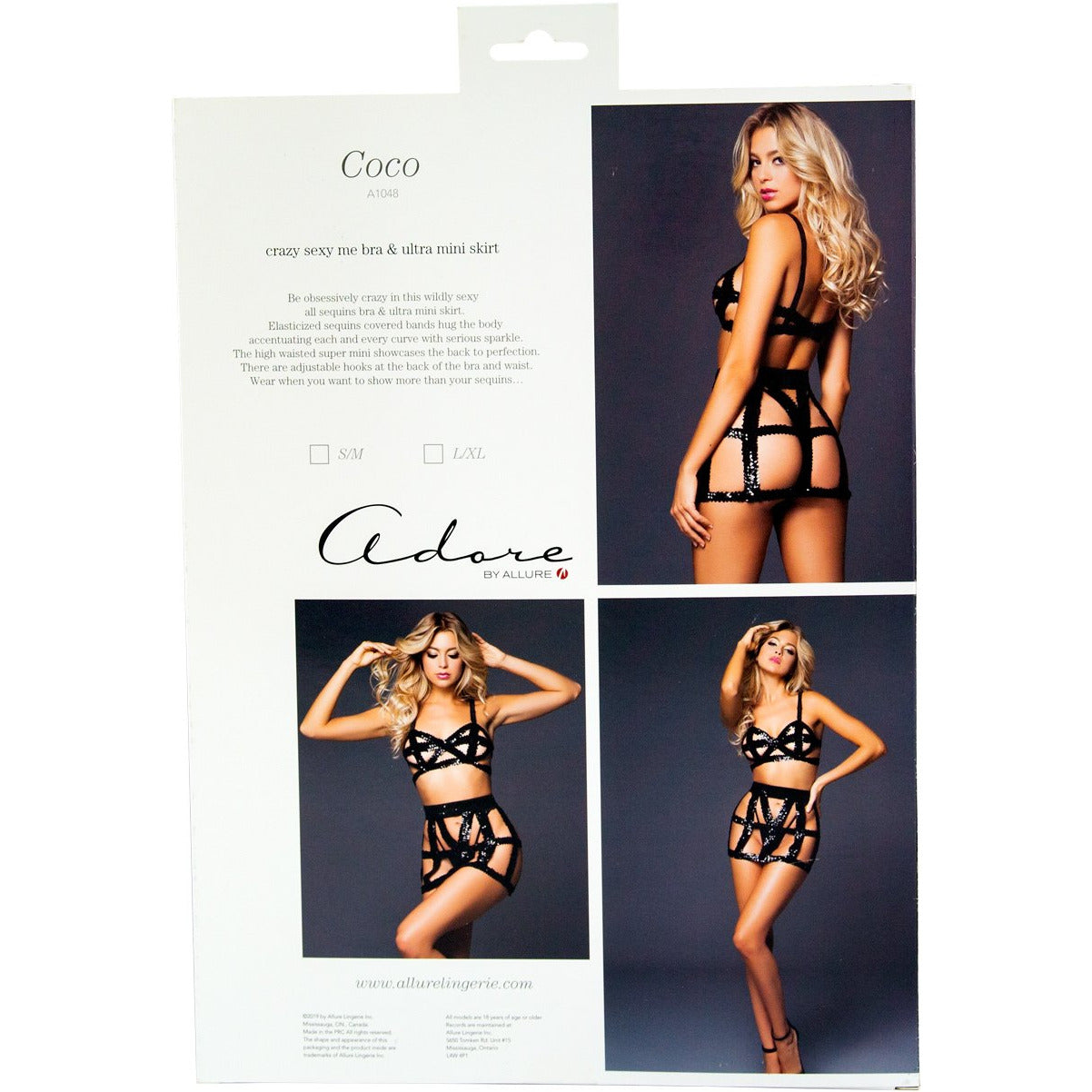 Adore By Allure – Sequins Bra & Ultra Mini Skirt - Black - L/XL