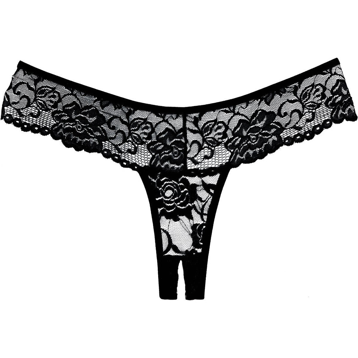 Adore By Allure – Lace Crotchless Thong/ Panty - Black