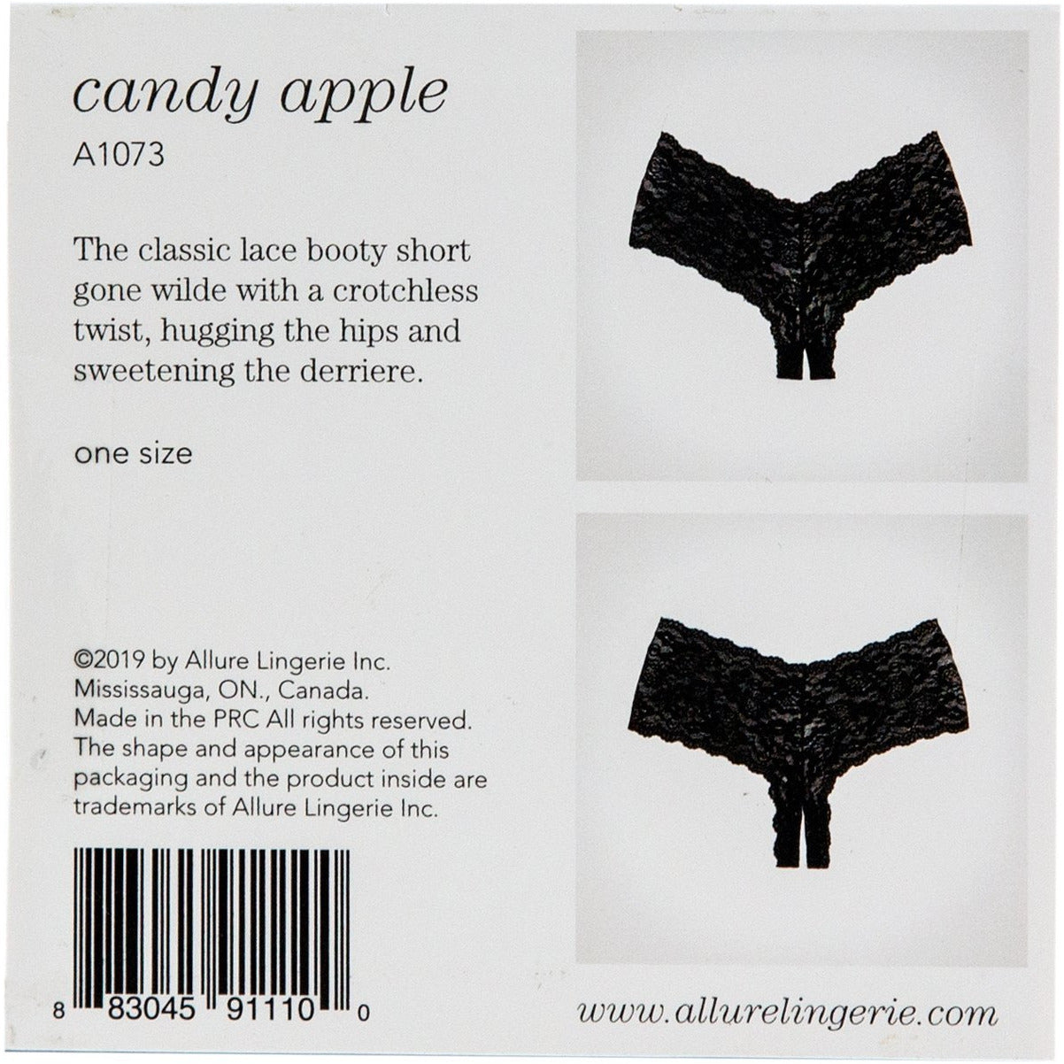 Adore By Allure – Crotchless Lace Booty Shorts/ Panties - Black