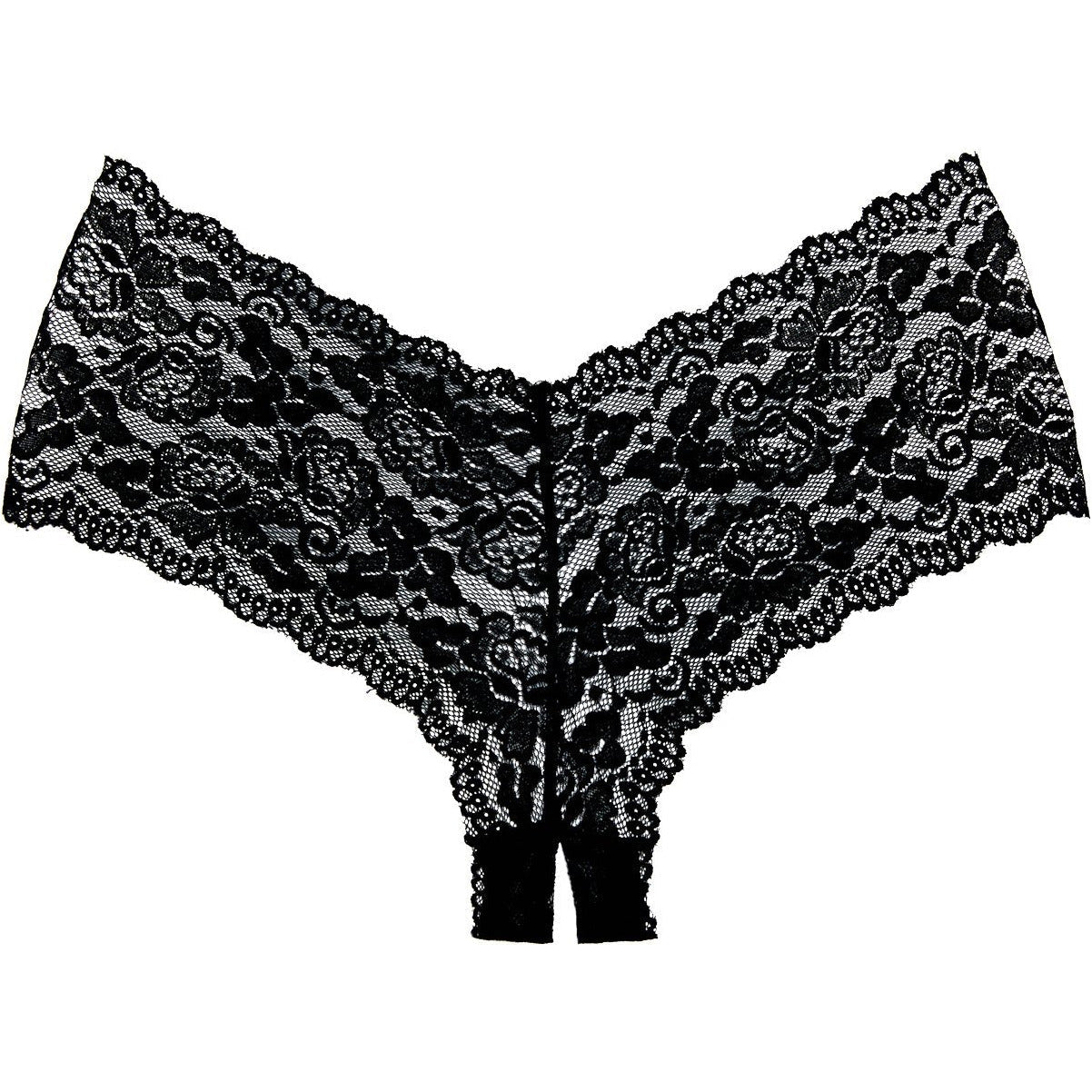 Adore By Allure – Crotchless Lace Booty Shorts/ Panties - Black