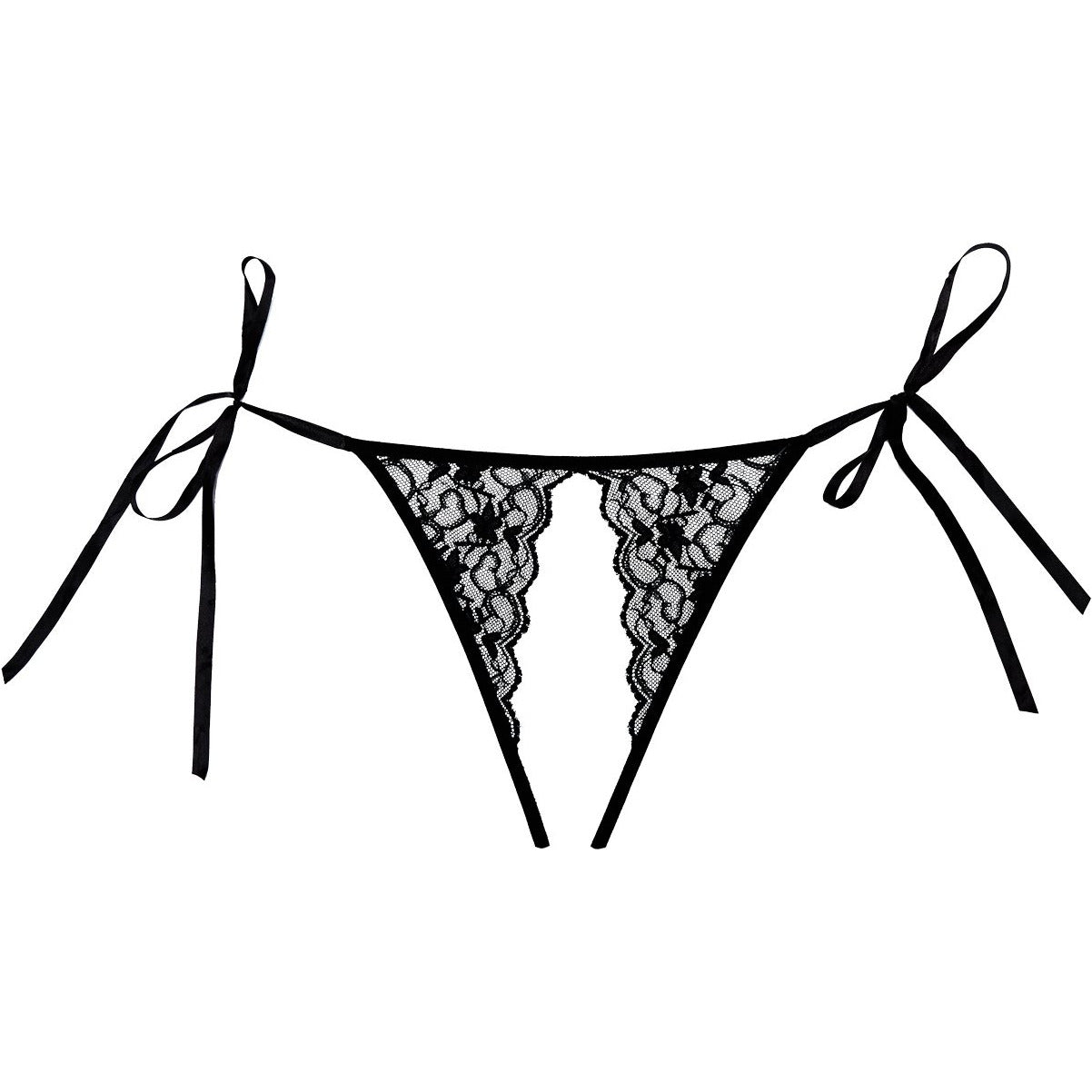 Adore By Allure – Crotchless Scalloped Lace Lolita Panty - Black