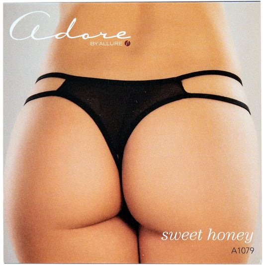 Adore By Allure – Crotchless Scalloped Lace Honey Panty - Black