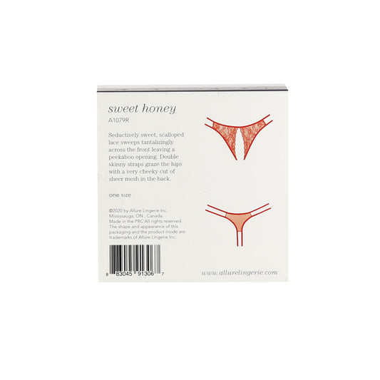 Adore By Allure - Crotchless Scalloped Lace Honey Panty - Red