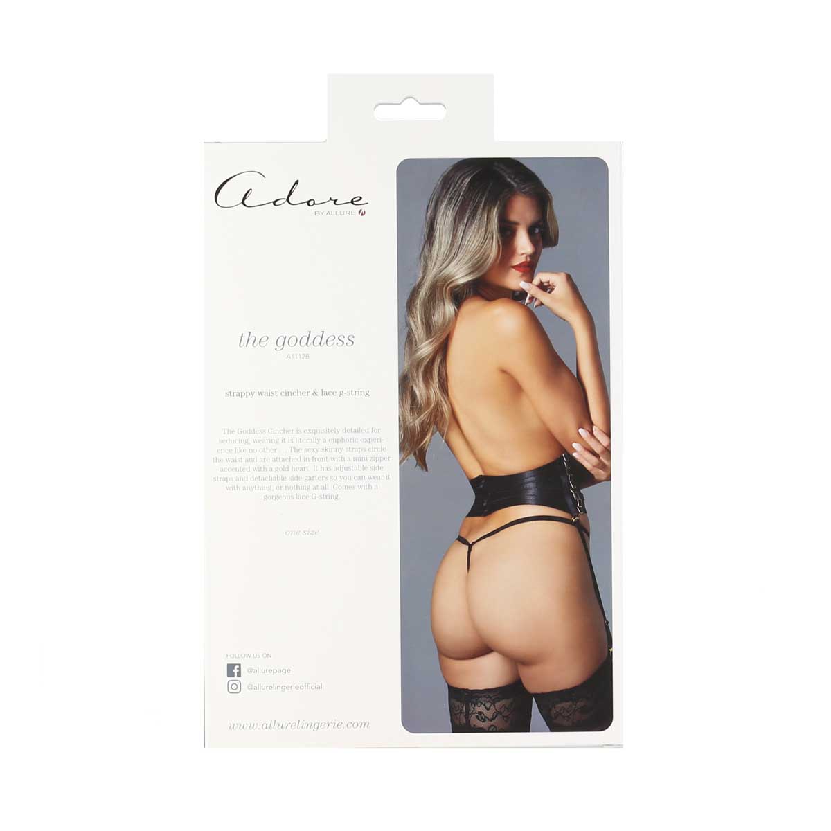 Adore By Allure – The Goddess Strappy Waist Cincher & G-String – Black – One Size