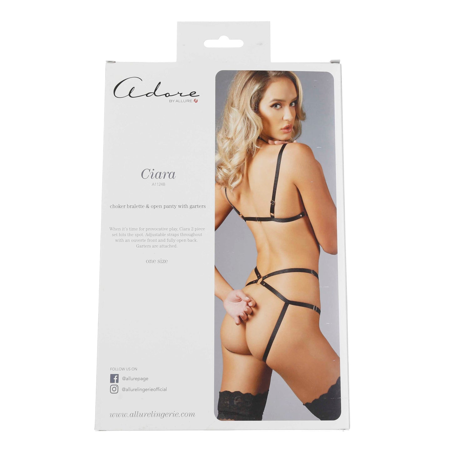 Adore By Allure - Ciara - Choker Bralette & Open Panty With Garters - Black - OS