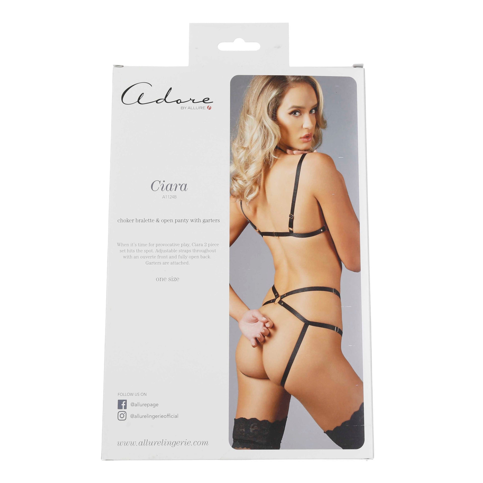 Adore By Allure - Ciara - Choker Bralette & Open Panty With Garters - Black - OS