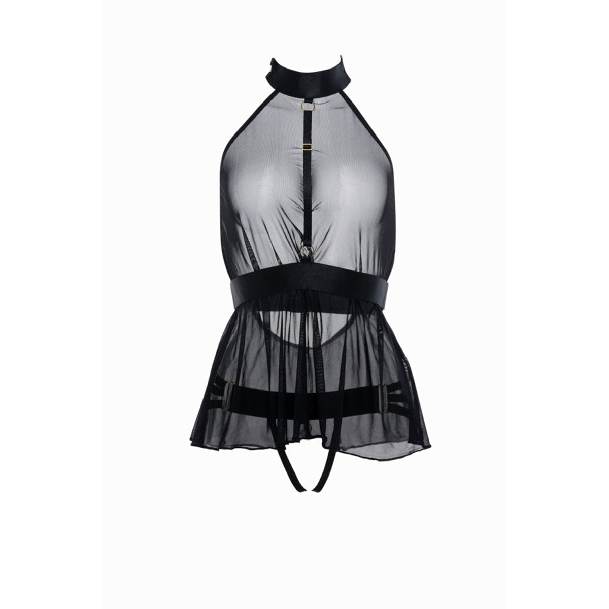 Adore by Allure - Be My Baby - Harness Baby Doll with Open Panty - Black - OS