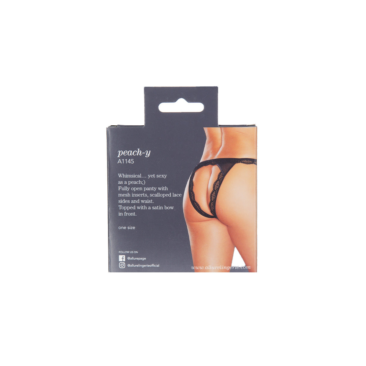 Adore by Allure Peach-y Lace & Mesh Open Panty - Black