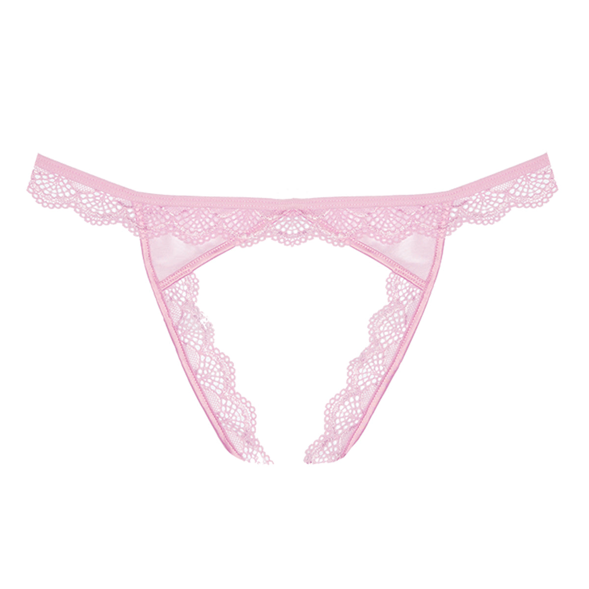 Adore by Allure Peach-y Lace & Mesh Open Panty - Pink