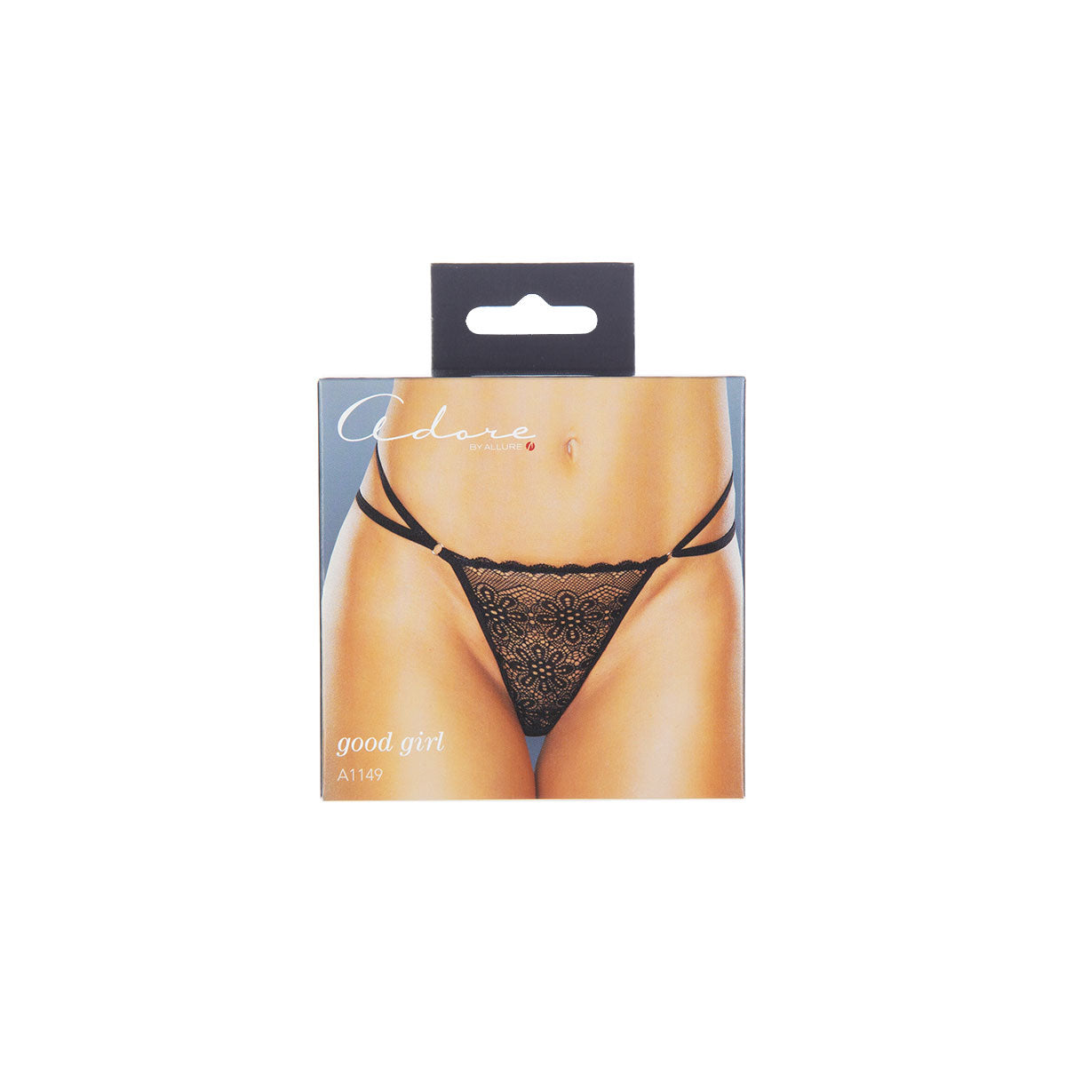 Adore by Allure Good Girl Lace & Mesh Thong - Black