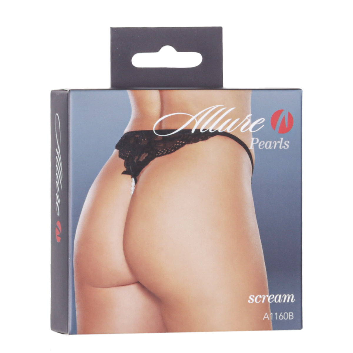 Allure Scream Pearl Thong –  Black – One Size Fits Most