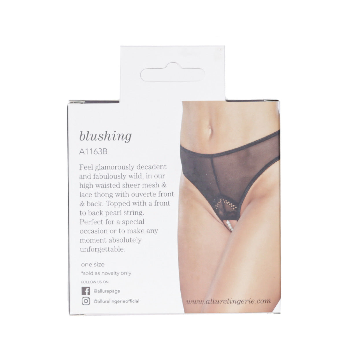 Allure Blushing Pearl Thong – Black – One Size Fits Most