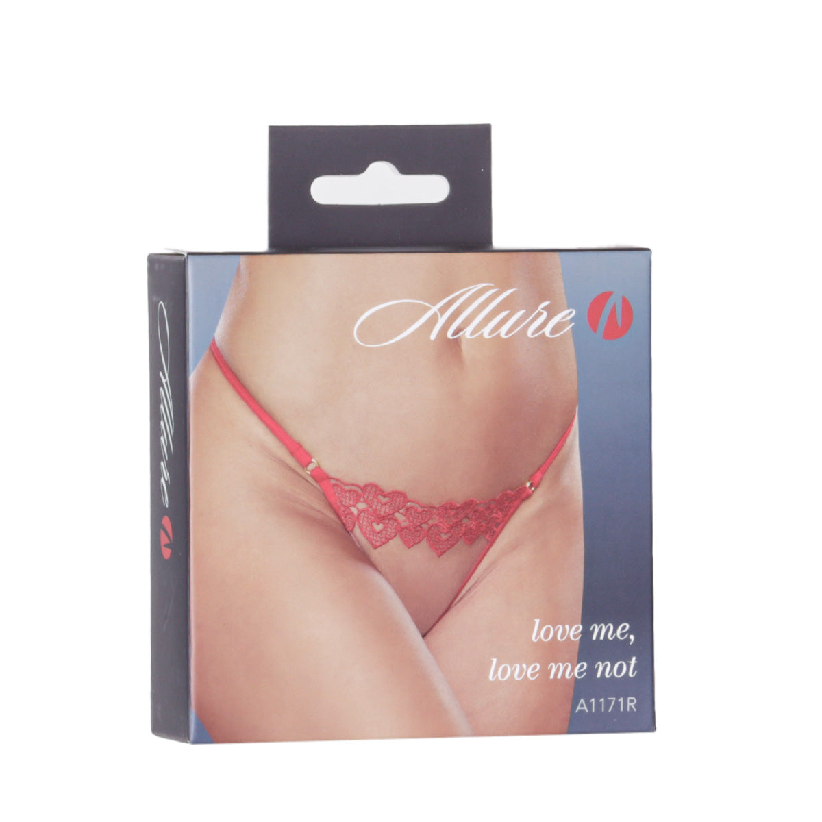 Allure Love Me Love Me Not Thong – Red – One Size Fits Most