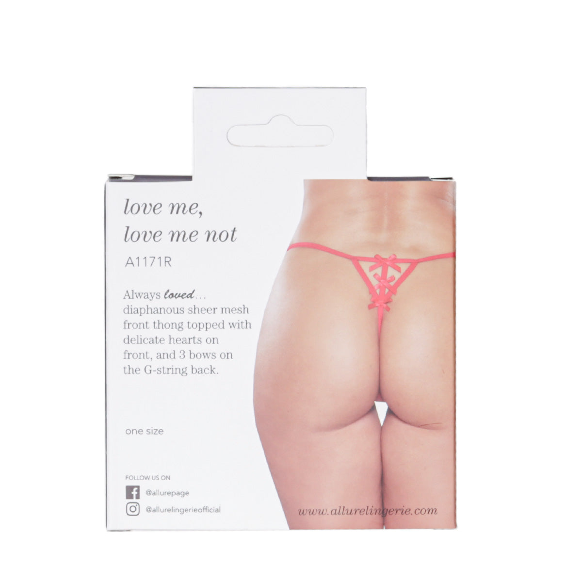 Allure Love Me Love Me Not Thong – Red – One Size Fits Most