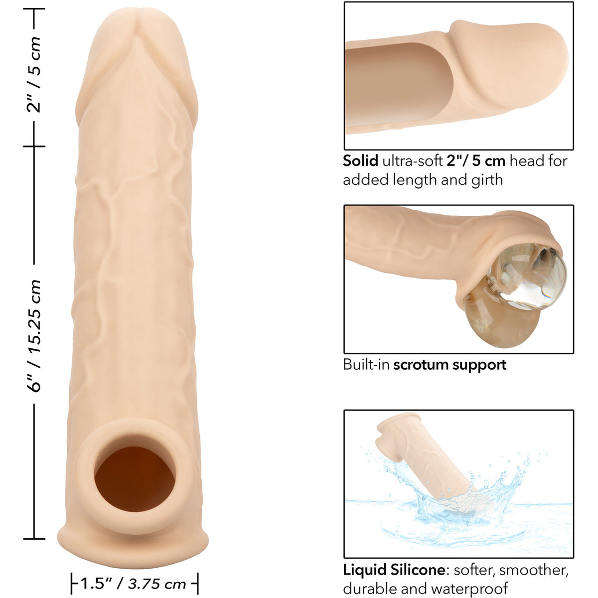 CalExotics® - Performance Maxx™ - Life-Like Penis Extension – 8” – Ivory