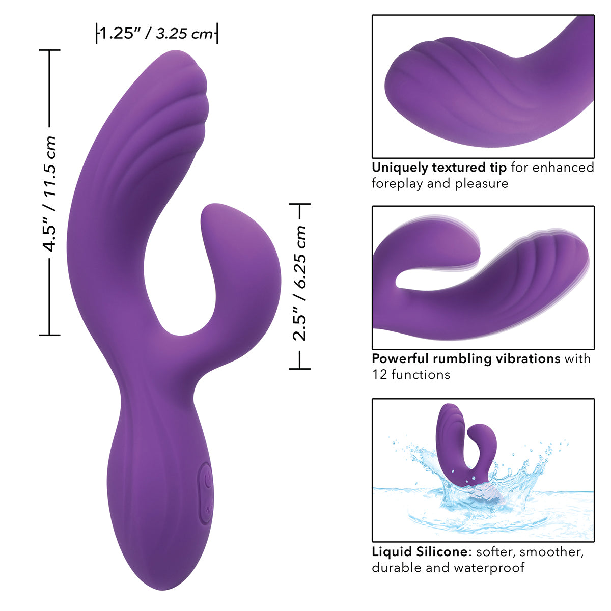 CalExotics® – Stella – Liquid Silicone - “C” Curve Vibrator - Purple