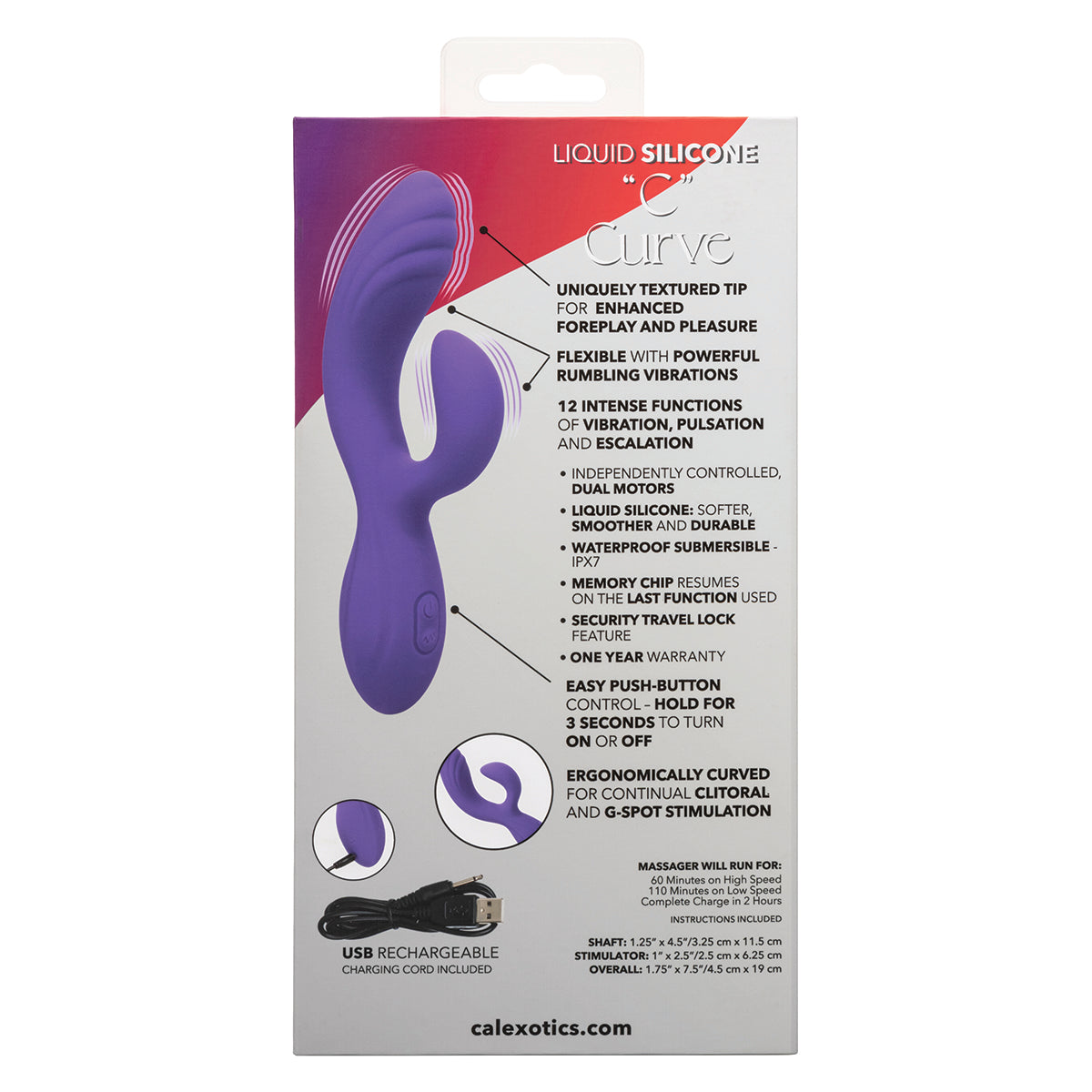 CalExotics® – Stella – Liquid Silicone - “C” Curve Vibrator - Purple
