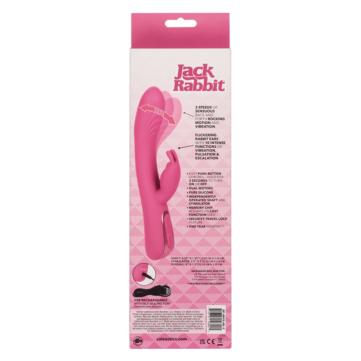 CalExotics® Jack Rabbit Elite Beaded G Rabbit – Pink
