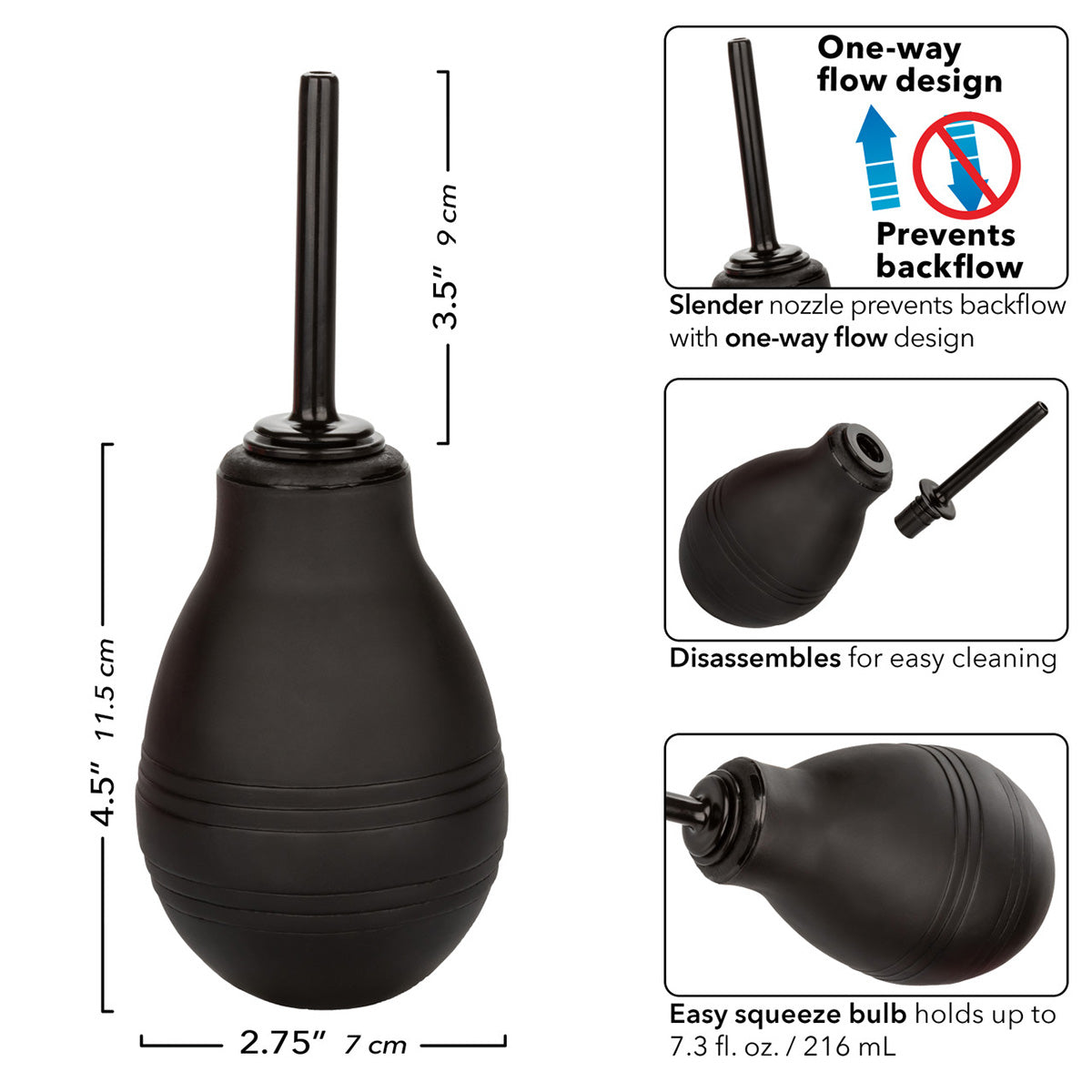 CalExotics® One Way Anal Douche - Black
