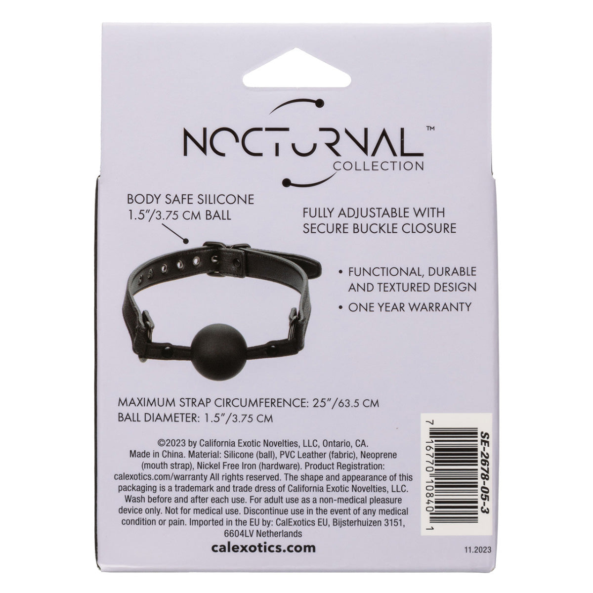 CalExotics® Nocturnal Collection Ball Gag- Black