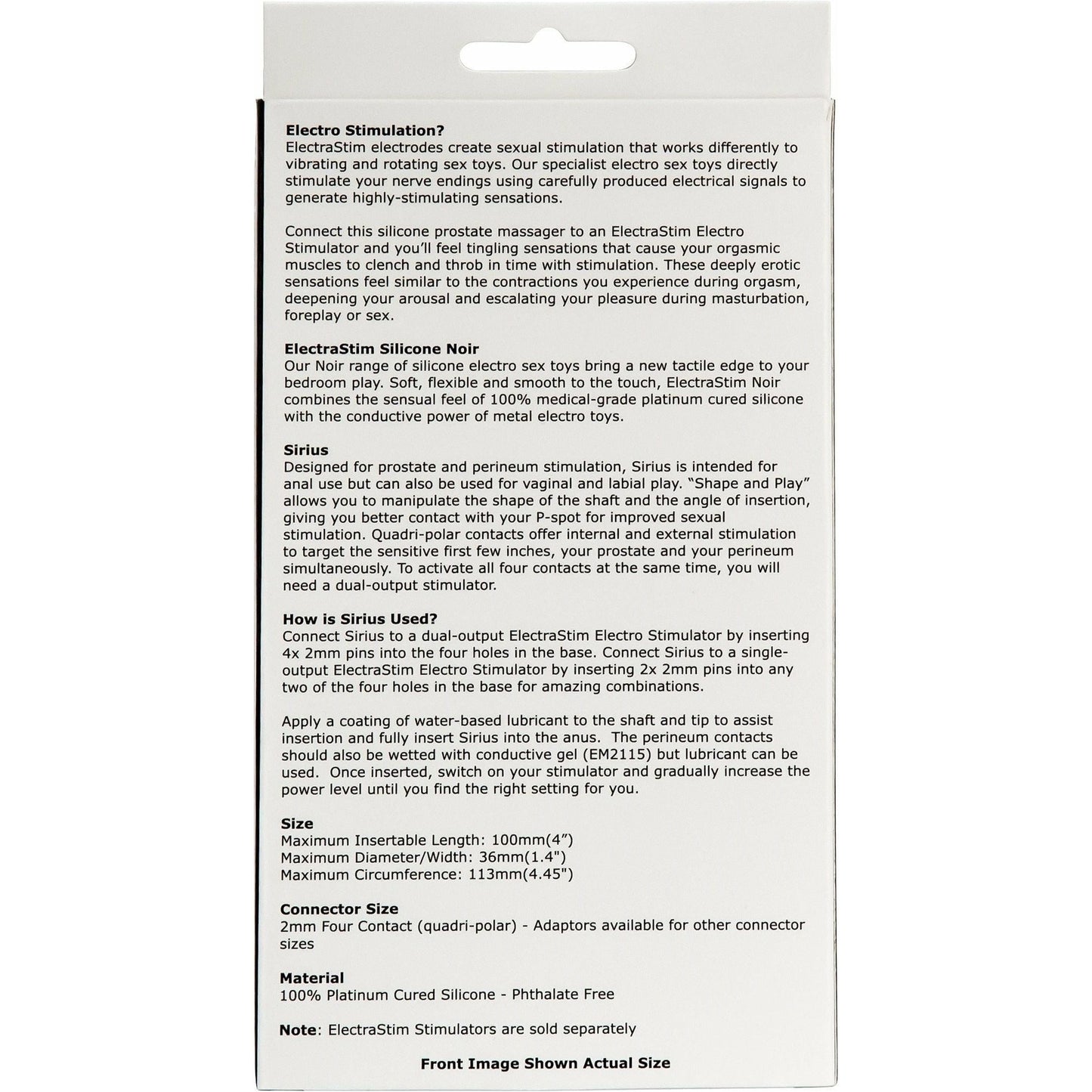 ElectraStim Sirius Silicone Noir Prostate Massager