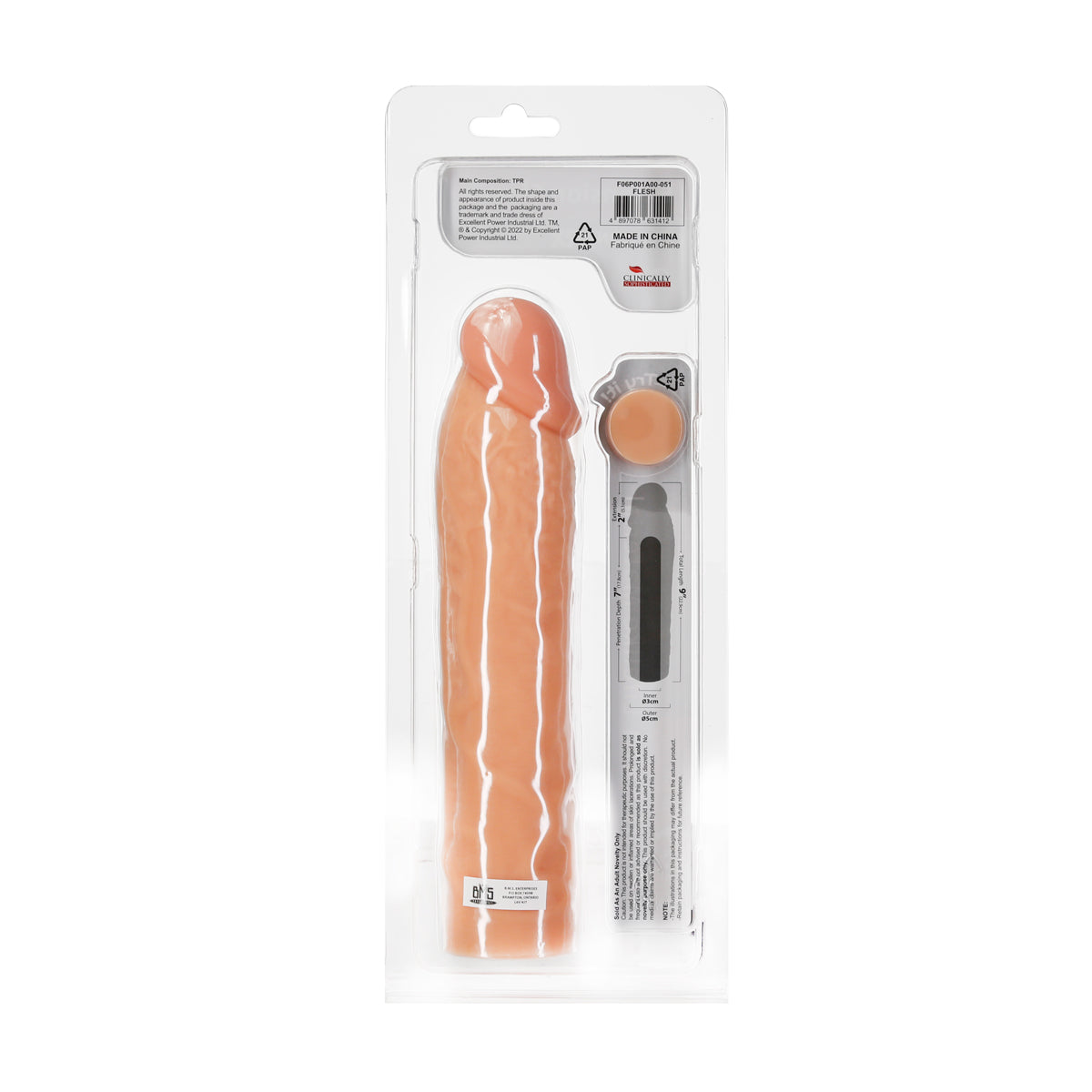 Excellent Power - LoveClone RX™ Penis Extension Sleeve – Beige – 9in.