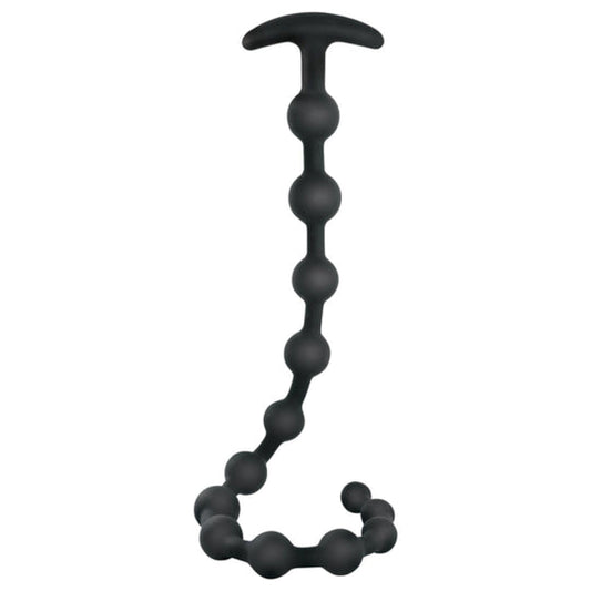 Excellent Power Arse Beads 19” Ribbed Silicone Anal Beads - Black