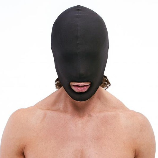 Lux Fetish - Open Mouth Stretch Hood (Full Face Mask) Black - One Size