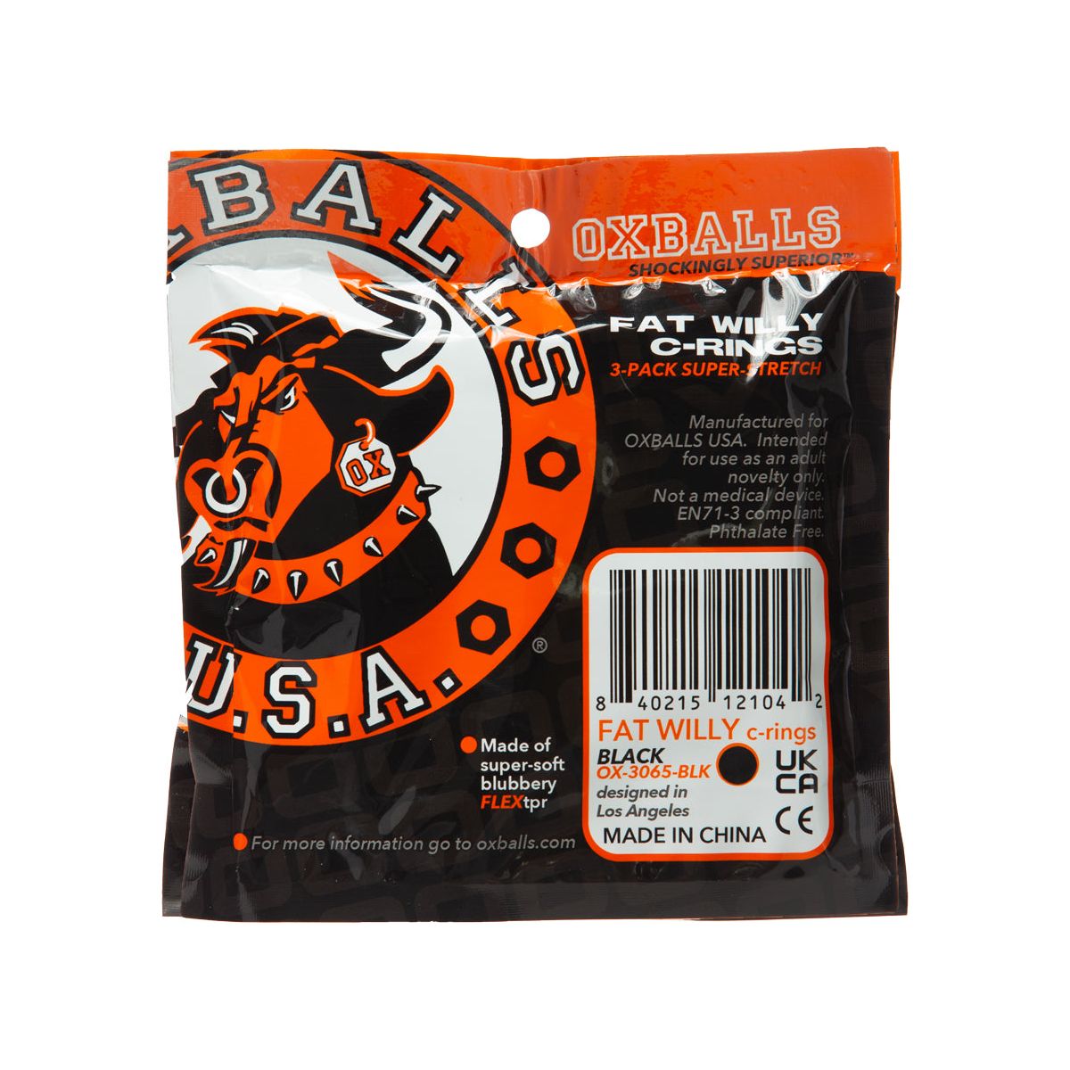 Oxballs Fat Willy 3-Pack Jumbo Cockrings – Black