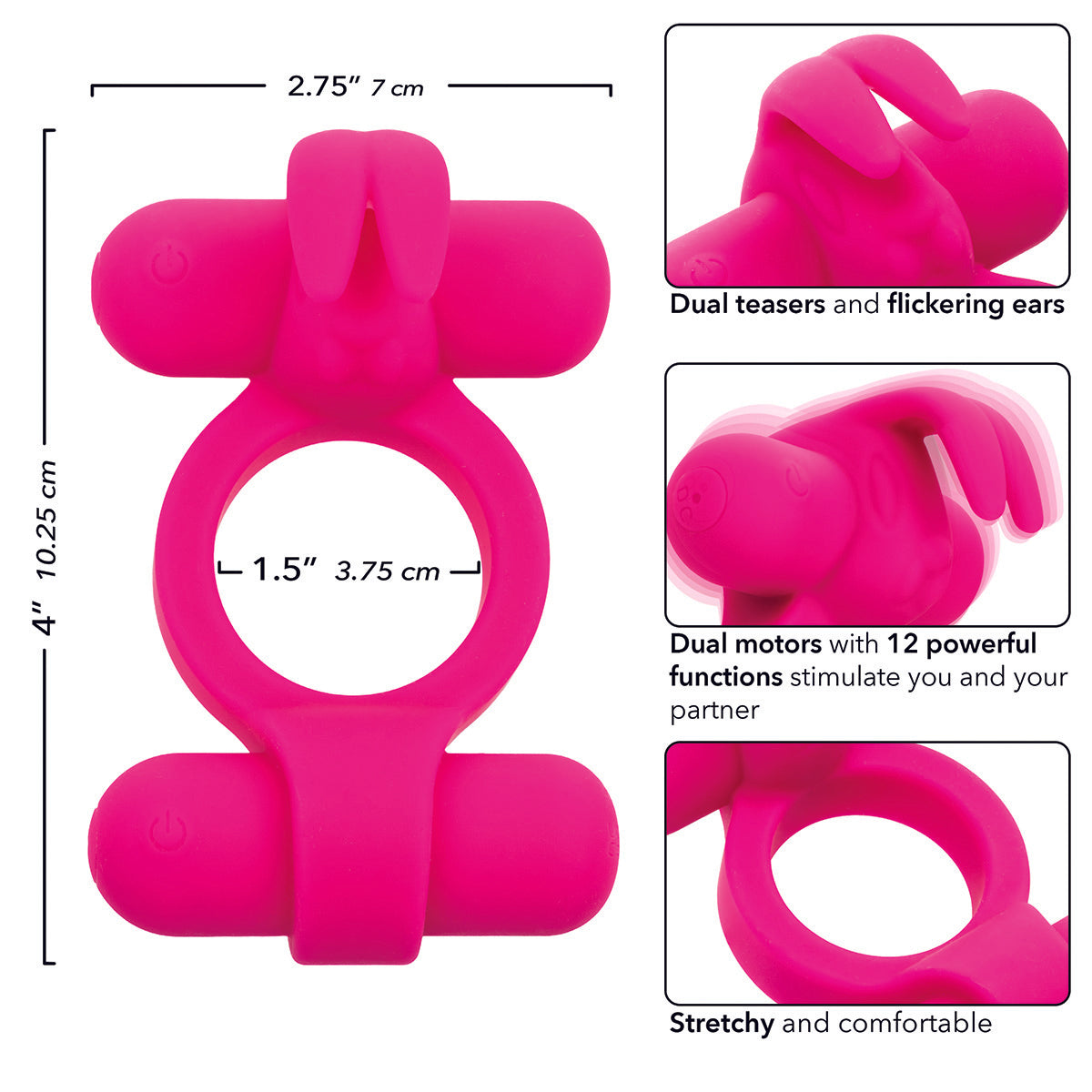 CalExotics® Silicone Rechargeable Rockin Rabbit – Pink