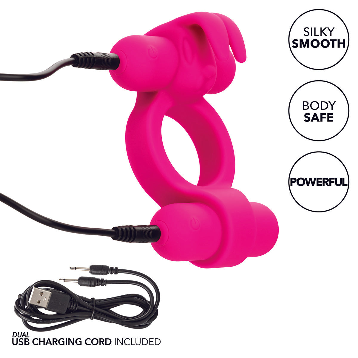 CalExotics® Silicone Rechargeable Rockin Rabbit – Pink