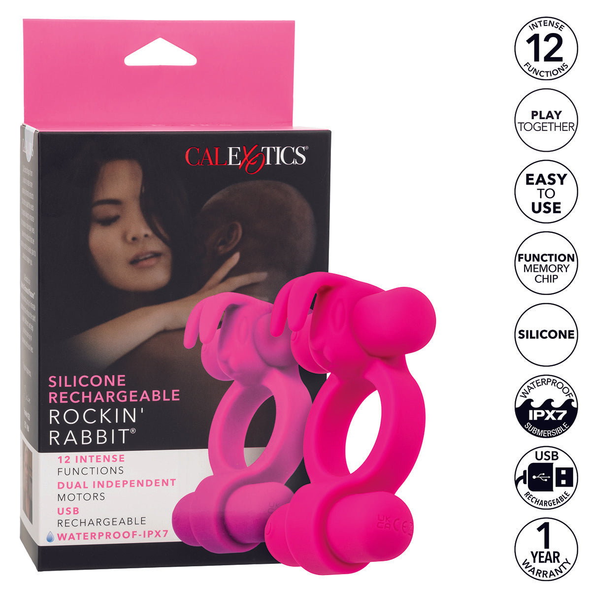 CalExotics® Silicone Rechargeable Rockin Rabbit – Pink