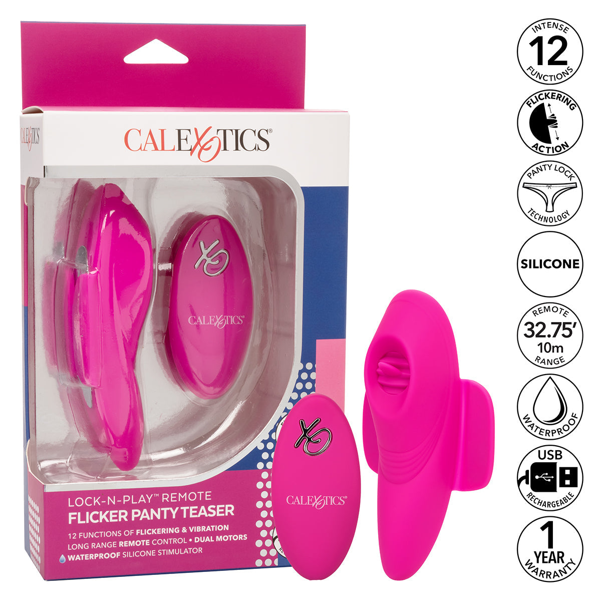 CalExotics® - Lock-N-Play Remote Flicker Panty Teaser – Pink