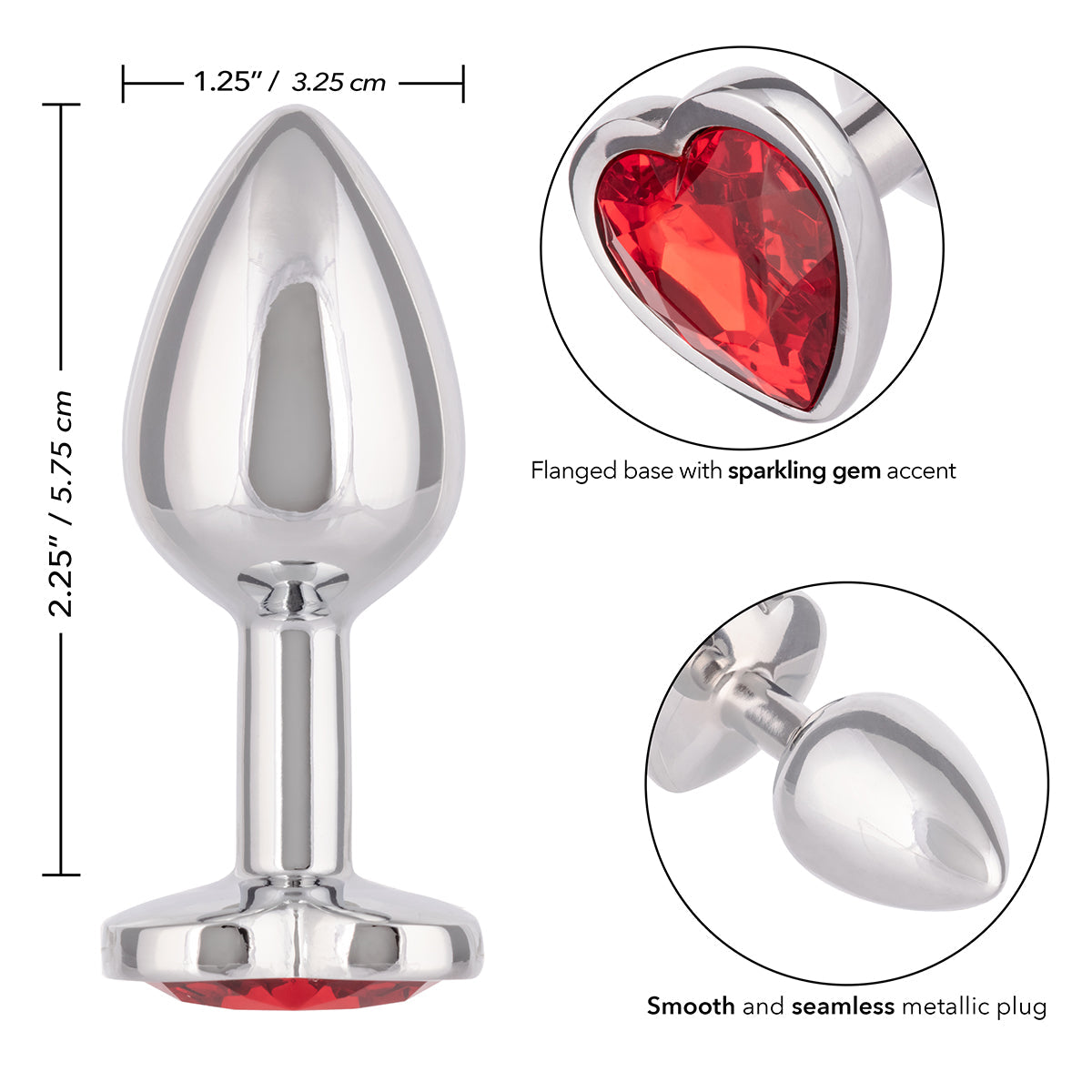 CaleXOtics Small Jewel Large Ruby Heart Plug - Ruby