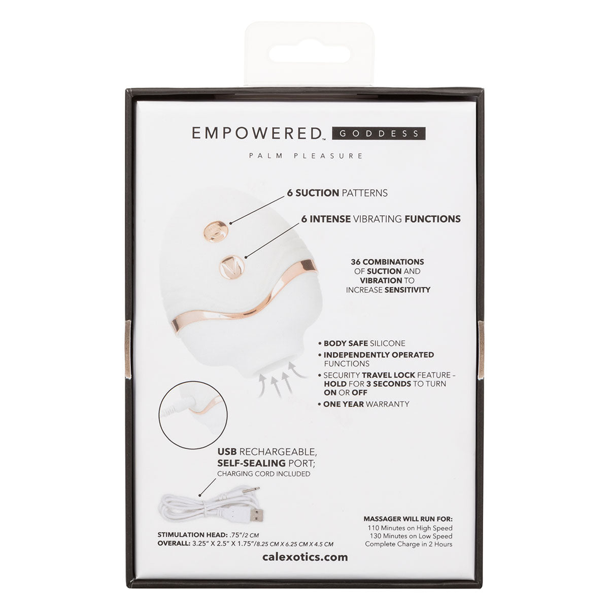 CalExotics® Empowered Palm Pleasure Goddess – Suction Vibrator – White